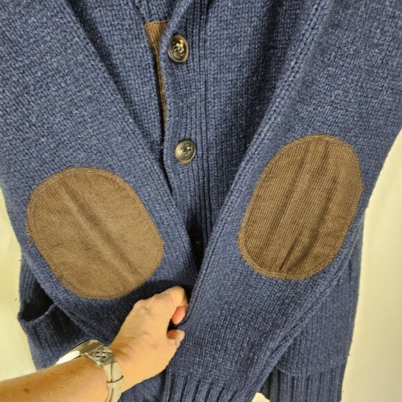 Schott Bros NYC Shawl Collar Cardigan Sweater L Corduroy Accent Fisherman Dad - Picture 4 of 12